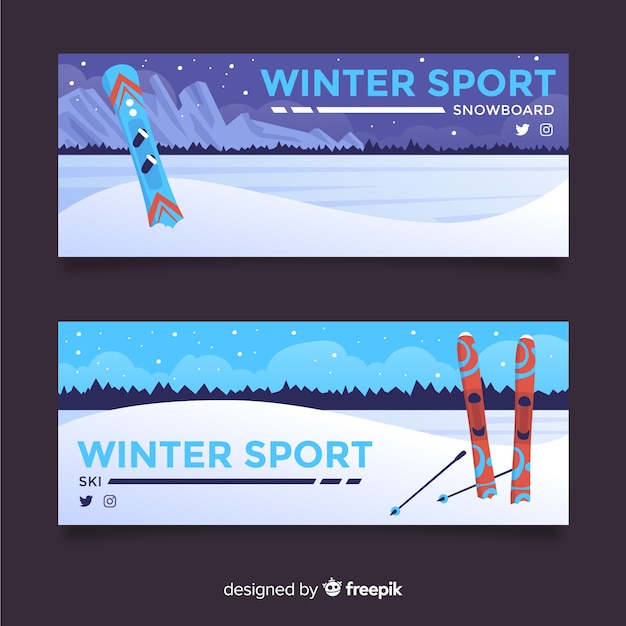 Free vector winter sport banners