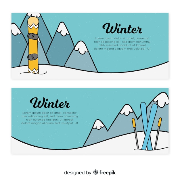 Free vector winter sport banners