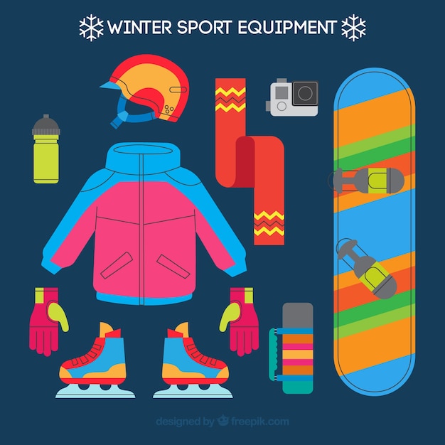Бесплатное векторное изображение Зимнее спортивное оборудование
