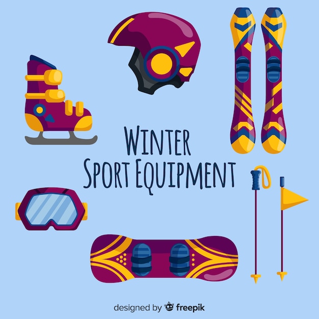 Бесплатное векторное изображение Зимнее спортивное оборудование