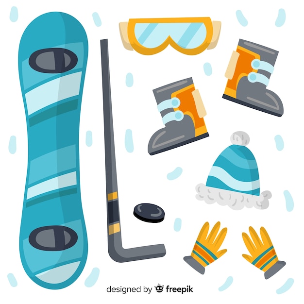 Free vector winter sport hand drawn equipment