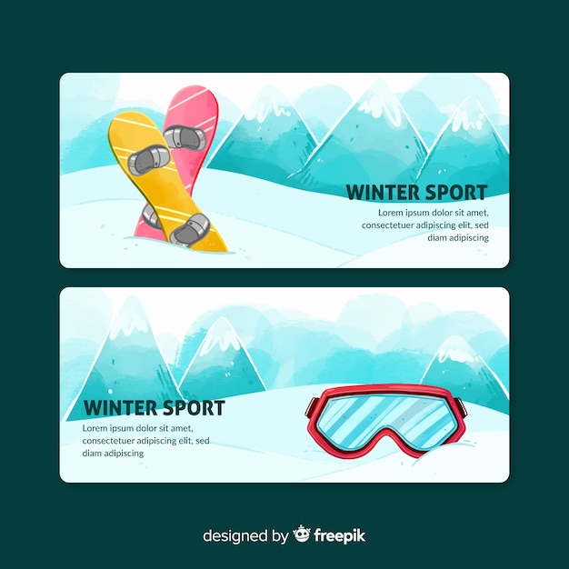 Free vector winter sports banners