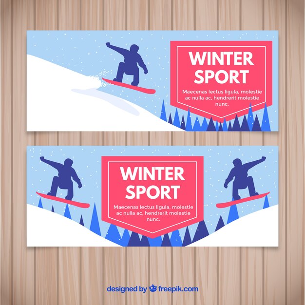 Winter sports concept banners