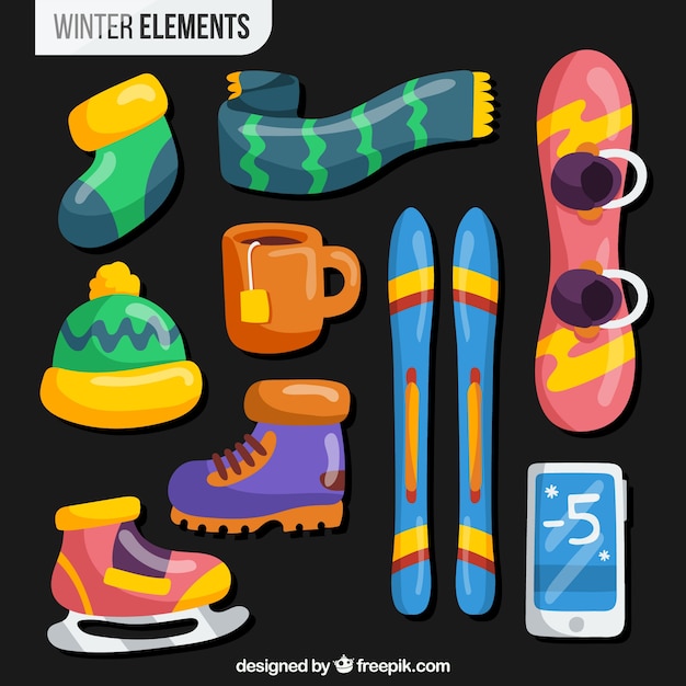 Free vector winter sports elements collection