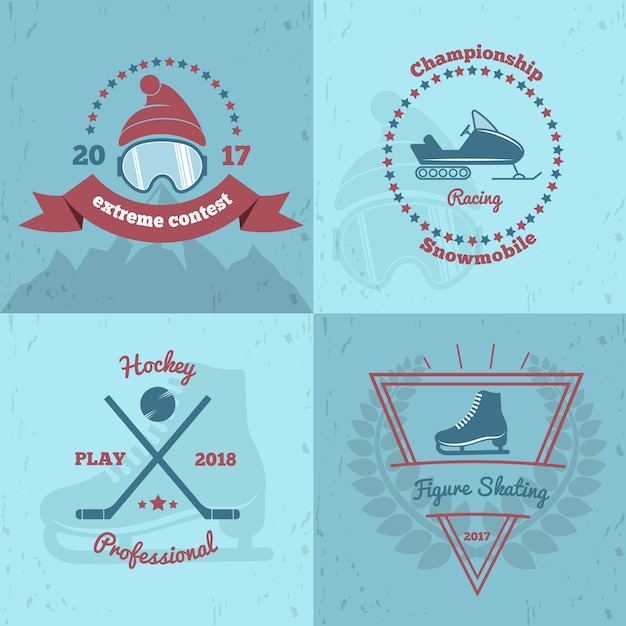 Free vector winter sports emblems 2x2