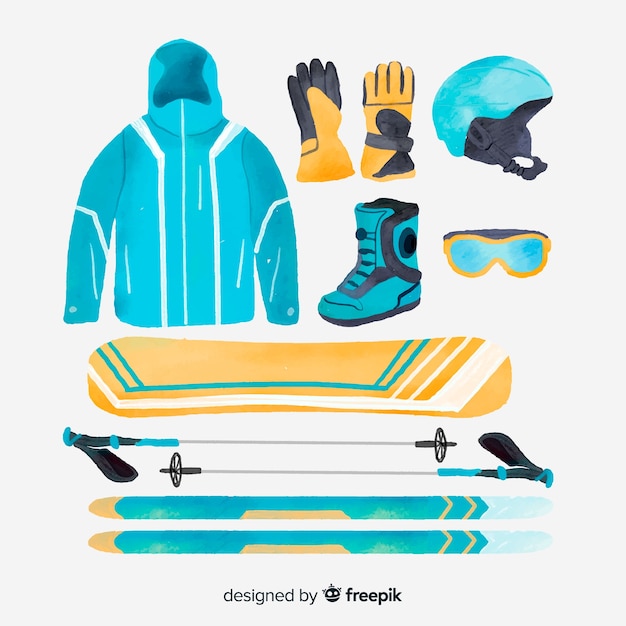 Free vector winter sports equipment set