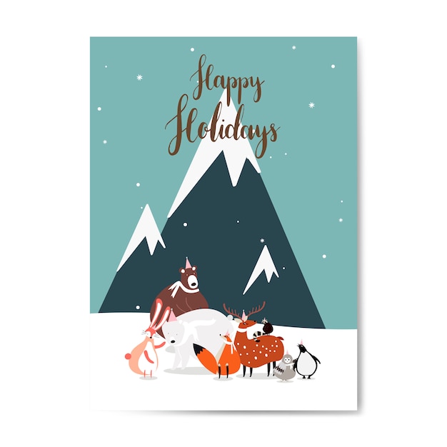 Winter themed postcard design vector