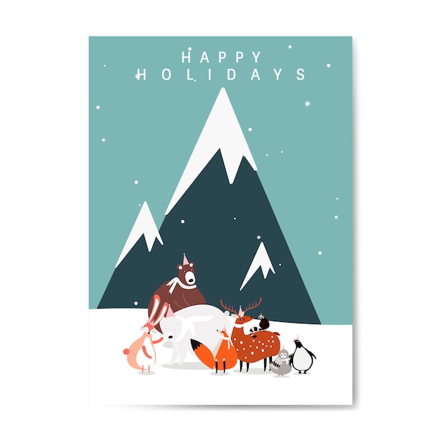 Free vector winter themed postcard design vector