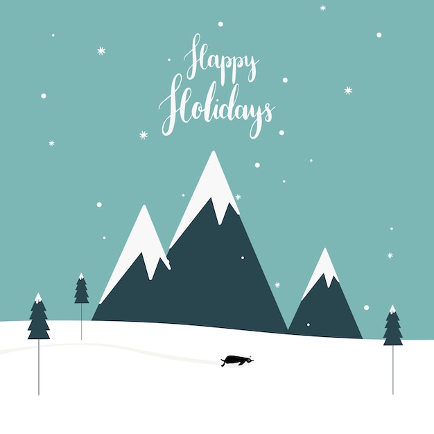 Winter themed postcard design vector