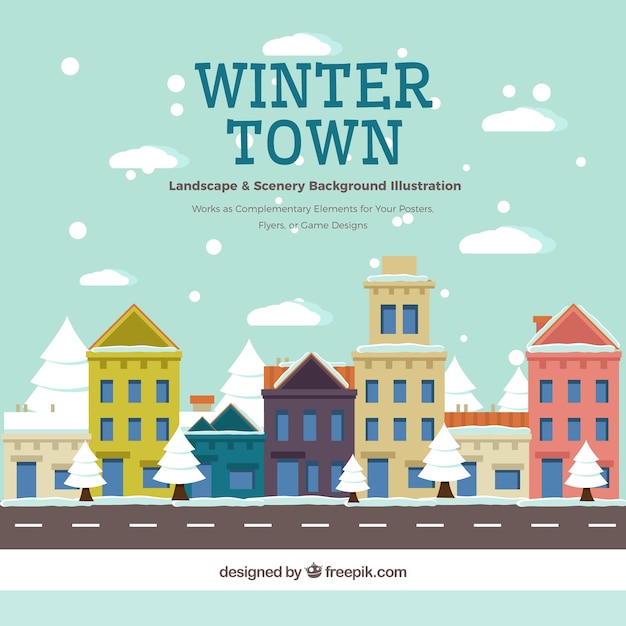 Free vector winter town street