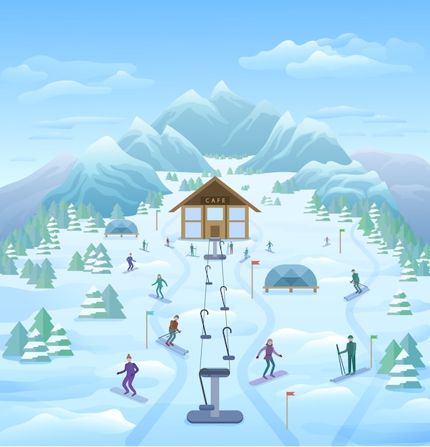 Free vector winter vacation outdoor template