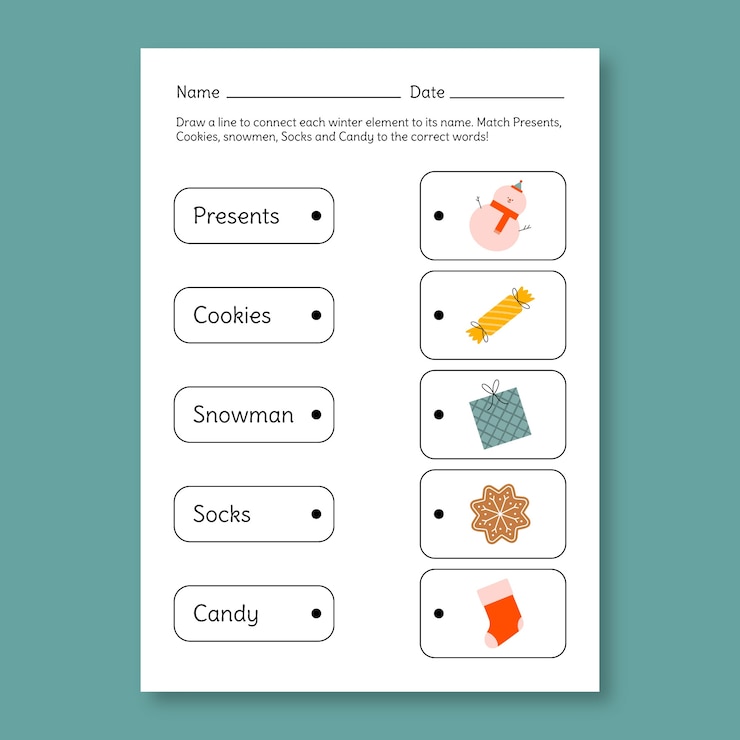 Free Vector winter worksheet template