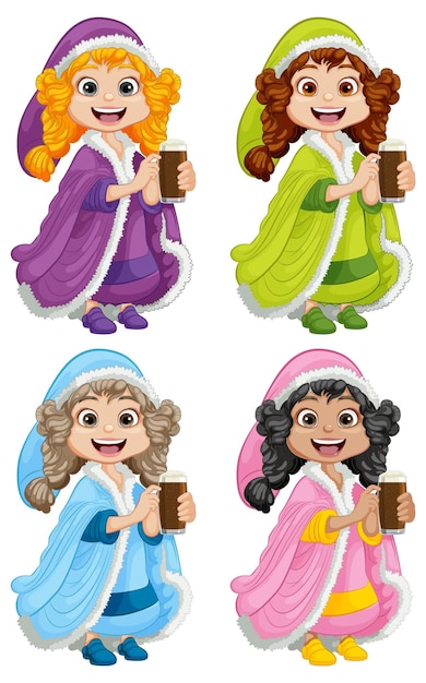 Free vector winterclad middleage women enjoying beer