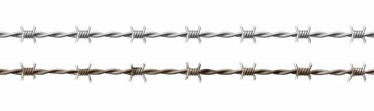 무료 Vector 와이어 바브, 감옥 셀 원활한 테두리, 교도소, 오래 된 녹슨 및 새로운 barbwire 울타리.