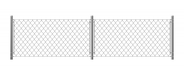 Wire fence isolated on white background.