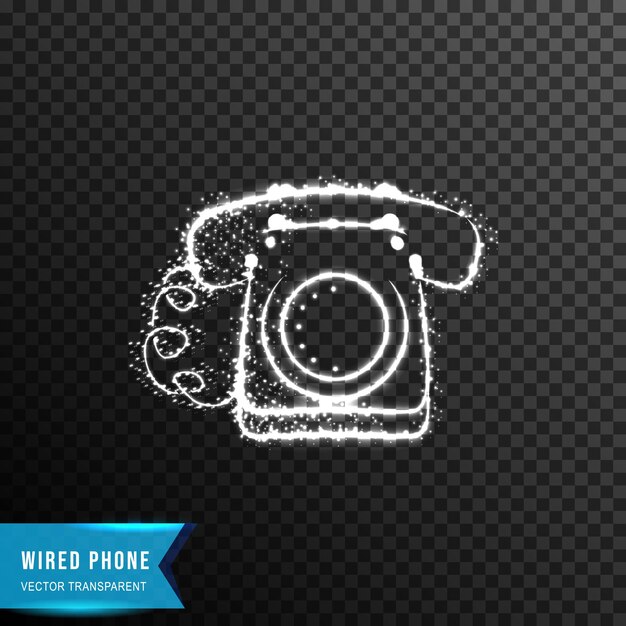 Wired sitting phone from connecting dot and line light effect vector illustration isolated on transparent background