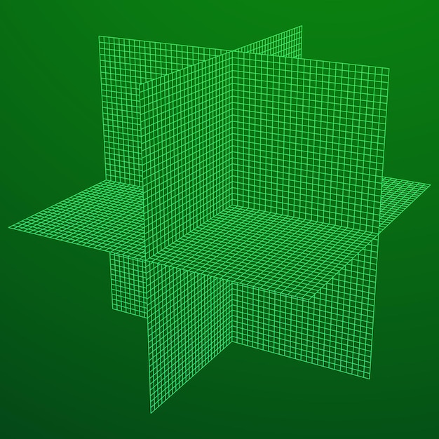 Premium Vector Wireframe mesh plane axis three dimensions connection