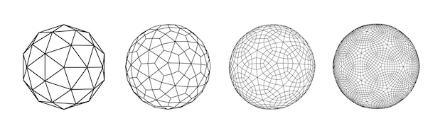 Wireframe sfera con linee collegate abstract 3d grid design tecnologia stile diversa struttura del telaio della griglia