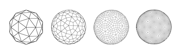 Wireframe Sphere with connected lines Abstract 3d grid design Technology style Different structure of the grid frame