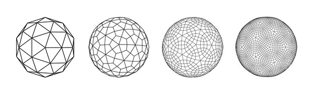 Wireframe Sphere with connected lines Abstract 3d grid design Technology style Different structure of the grid frame