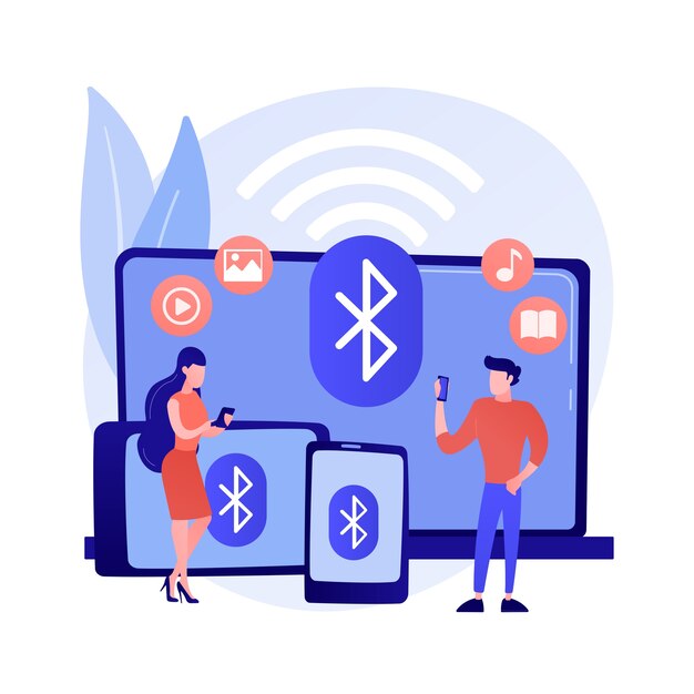 wireless device connection abstract concept vector illustration. distance connection, remote standard, wireless communication, computer network, troubleshooting, data transfer abstract metaphor.