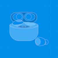 Бесплатное векторное изображение Беспроводные наушники, синий чехол, развлекательное устройство векторные иллюстрации