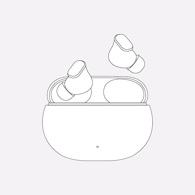 Free vector wireless earbuds outline, entertainment device vector illustration