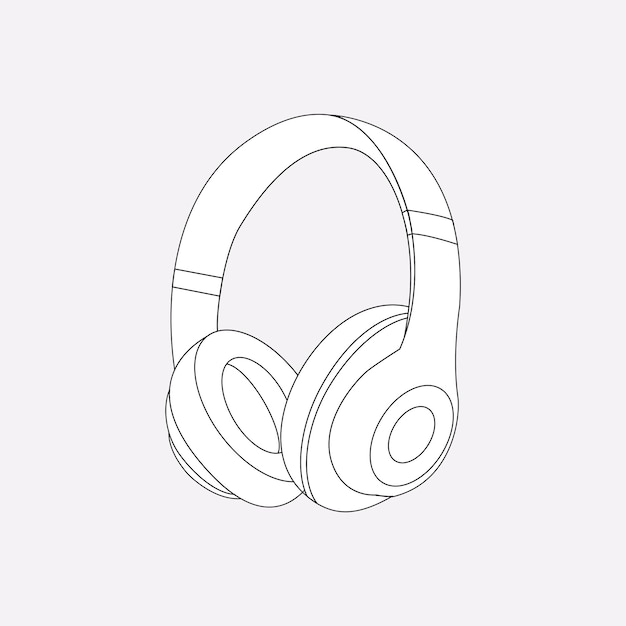 Wireless headphones outline, entertainment device vector illustration