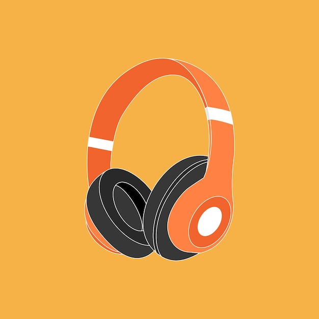 Wireless headphones outline, entertainment device vector illustration