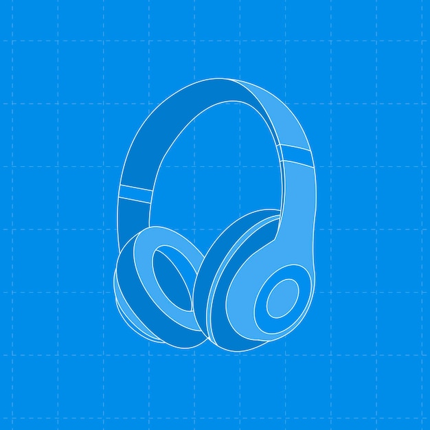 Free vector wireless headphones outline, entertainment device vector illustration