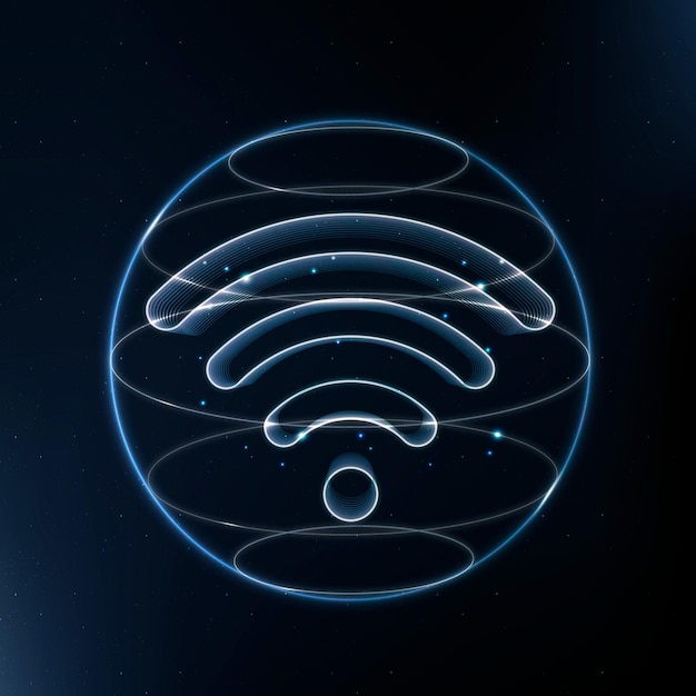 Wireless internet technology icon vector in blue on gradient background