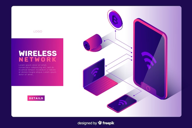 Free vector wireless network landing page template