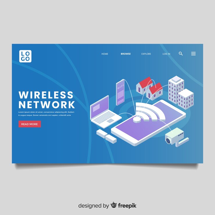 Free Vector wireless network landing page