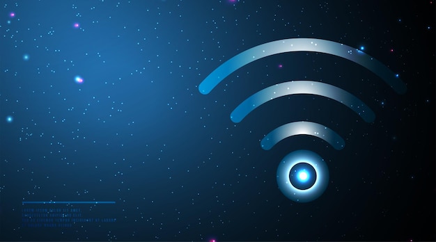 Free vector wireless network symbol wifi abstract low poly wireframe mesh design from connecting dot and line vector illustrationfuturistic design on dark blue background