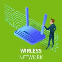 Vettore gratuito tecnologia di rete wireless wi-fi nella vita umana.