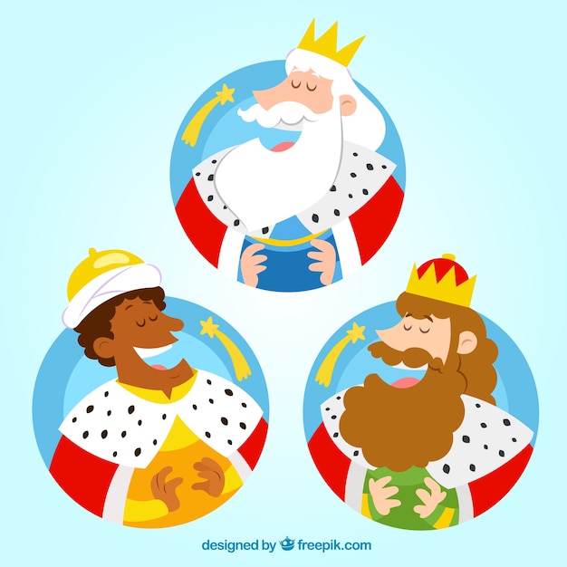 Free vector the wise men illustration in funny style