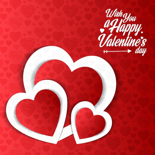 Wish you a happy valentines day with red pattern