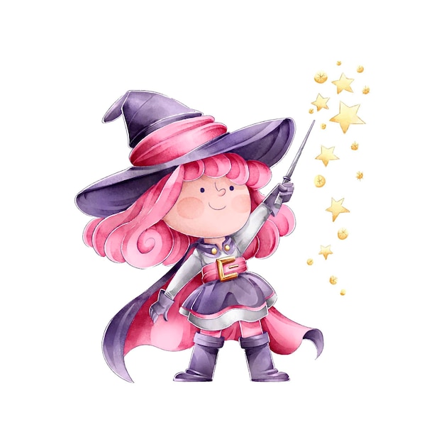 Witch casting a spell happy halloween