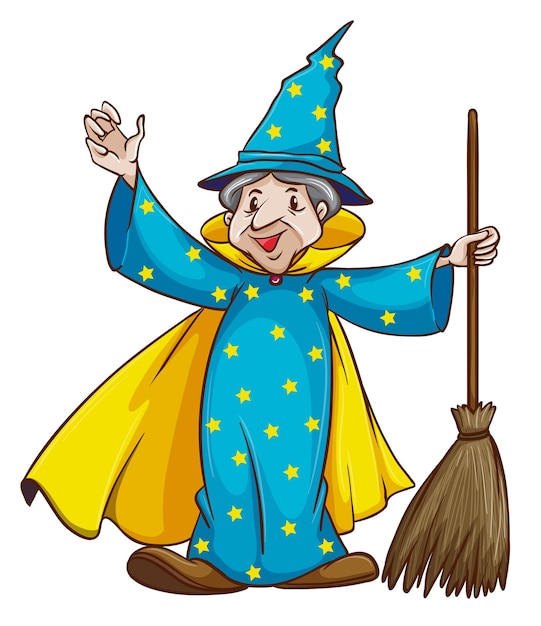 Free vector a witch holding a broom