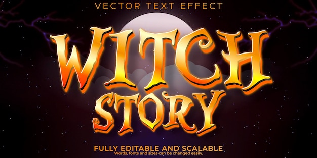 Free vector witch horror text effect editable magic and halloween text style