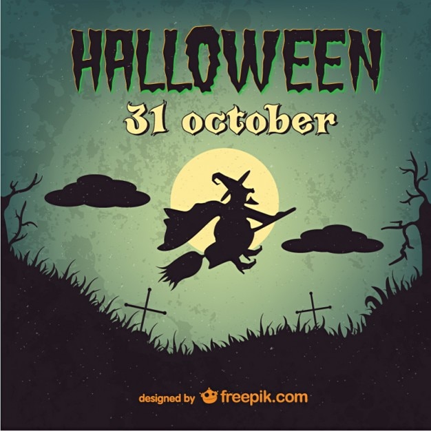 Free vector witch vintage halloween template