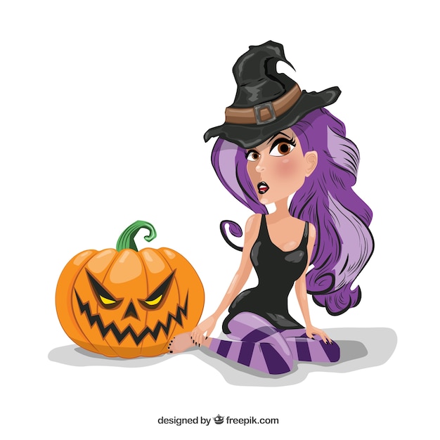 Witch with purple hair