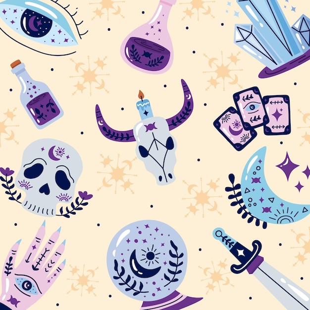 Free vector witchy and occult pattern