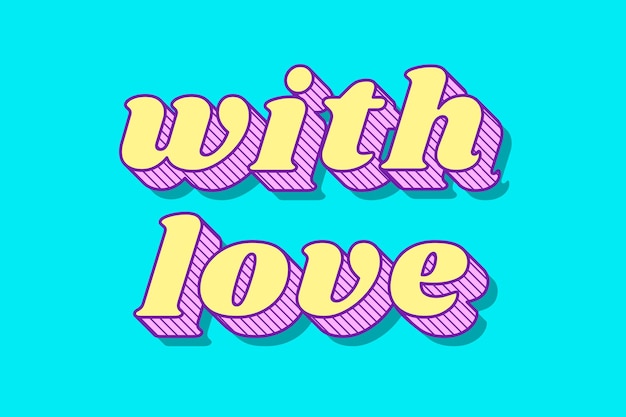 Free vector with love retro bold love theme font style illustration