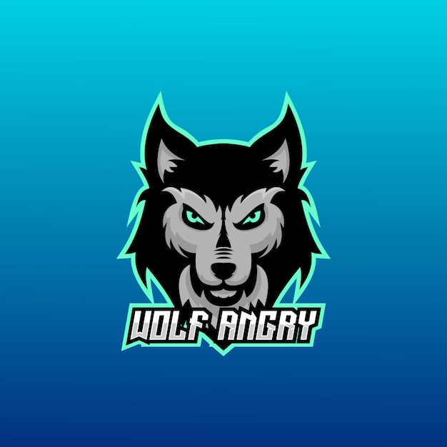 Бесплатное векторное изображение Волк злой дизайн логотипа киберспортивной команды