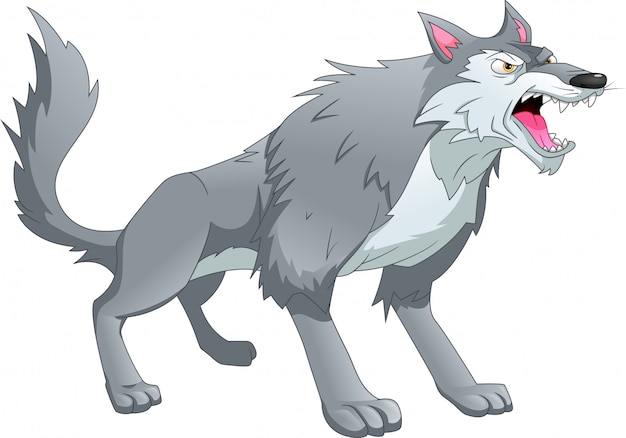 Premium Vector | Wolf cartoon on a white background