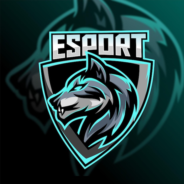 Vettore gratuito lupo esport gioco logo disegno vettoriale