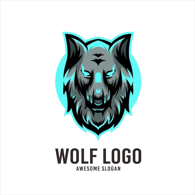 Wolf esport mascot illustration logo design vector