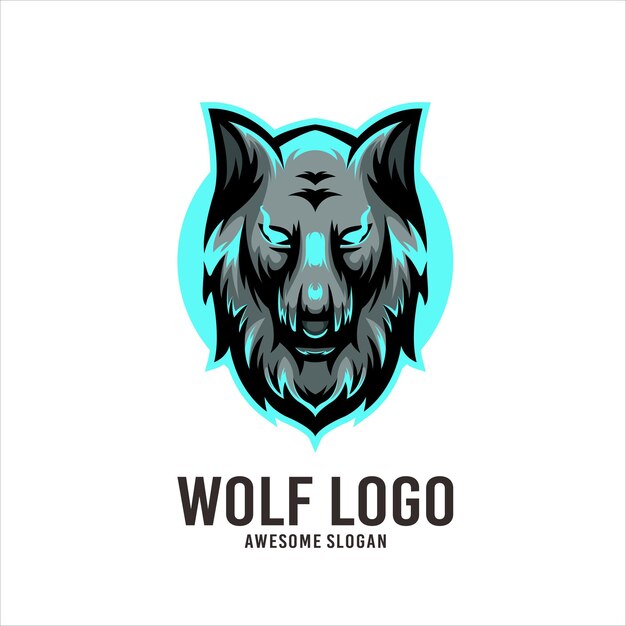 Вектор дизайна логотипа иллюстрации талисмана волка киберспорта