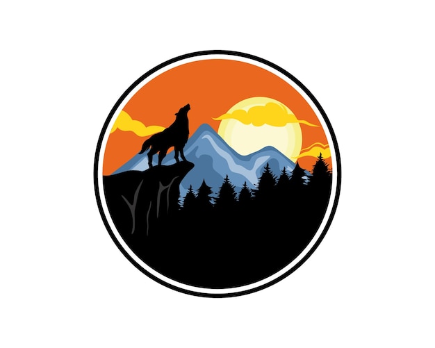 Wolf logo design. wild wolf logo design vector template Premium Vector